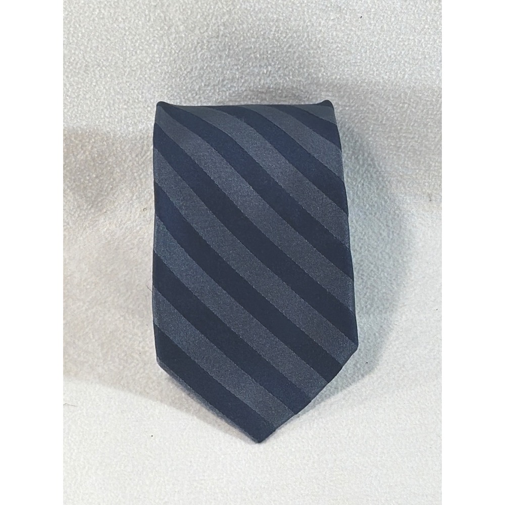 Van Heusen Mens Blue Grey Striped 100% Silk Necktie Classic Formal Tie